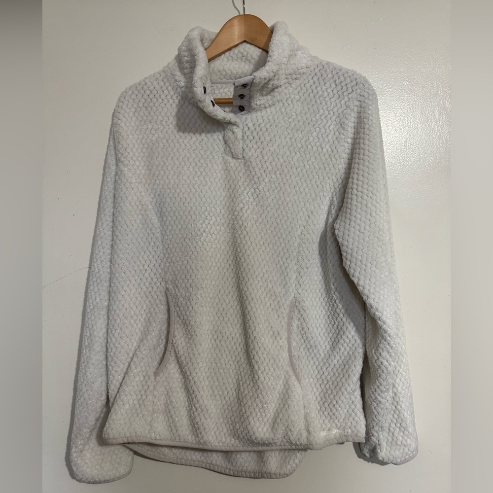 Eddie Bauer quilted fleece quarter snap mock neck pullover sweater XL